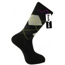 Argyle Socks by Pierre Calvini- Black with Yellow Dots